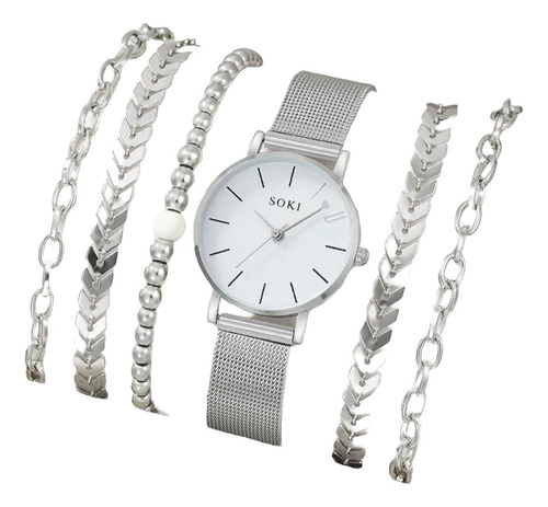 Reloj Para Mujer Plateado Con Accesorios Y Caja Incluida.