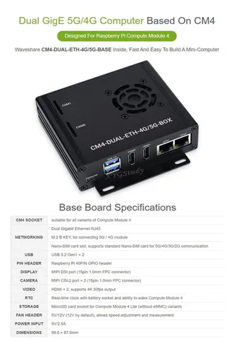 Mini Computadora Gigabit Ethernet 5g/4g Con Carcasa De Metal
