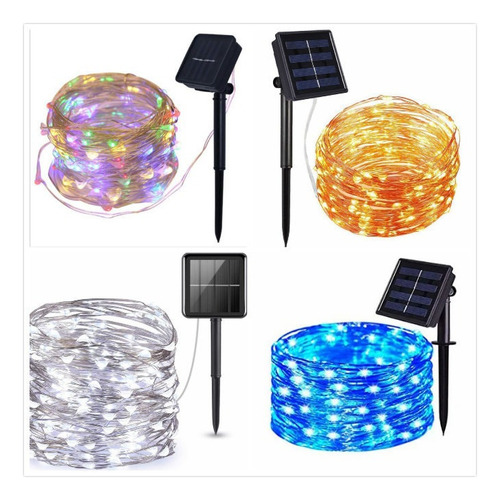 Paquete De 4 Luces Led De Alambre De Cobre Con Energía Solar