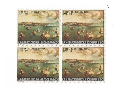 San Marino 1970 Expo Filatelica Napoles 4 Sellos 761 Bloque