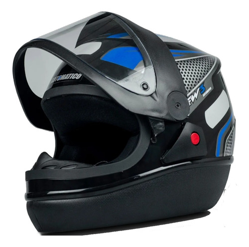 Capacete Fechado Automatic Preto E Azul Tam 56 - Fw3