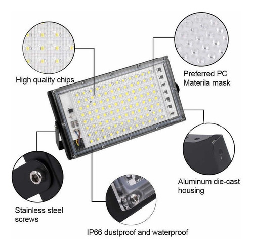 Reflector Led 100w Exterior Alta Potencia Multiled Ip66