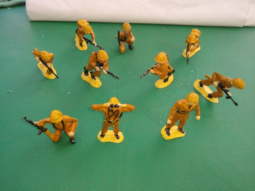 Lote De 10 Soldados Plastico Pimtados Ingleses Desierto 53mm