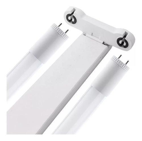 Artefacto Plafón Listón Doble 60cm + 2 Tubo De Luz Led 9w 