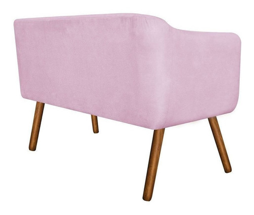 Poltrona Namoradeira Julia 2 Lugares Suede Rosa Bebê D'rossi