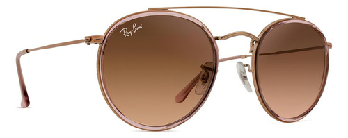 Óculos De Sol Ray Ban Cobre Redondo 0rb3647nl9069a551 Cor Marrom Lente Rosa/Marrom Desenho Liso