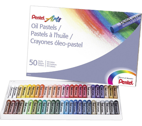 Pentel Arts Pasteles Al Óleo, Juego De 50 Colores (phn-50)