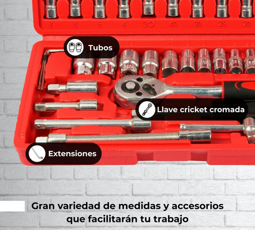 Caja De Herramientas 46 Piezas Rojo