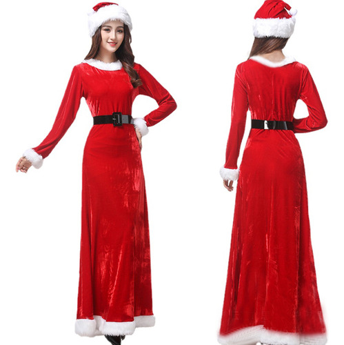 Disfraz De Navidad Rojo De Manga Larga Para Mujer