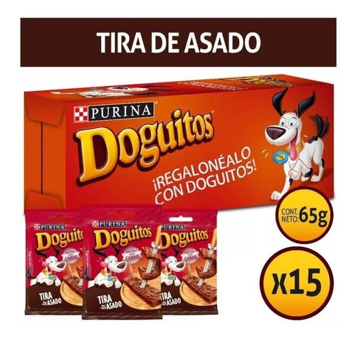 15 Doguitos Tira De Asado- Snack Para Perros 65 Gramos