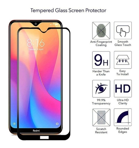 Protector De Pantalla Full Cover 9d Para Xiaomi Redmi 8