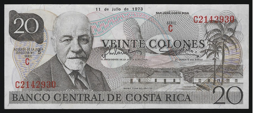 Costa Rica, 20 Colones, 1973. P#238b. Sin Circular