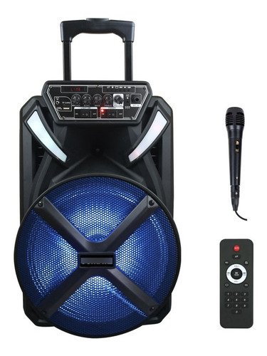 Caixa Som Portátil Amplificada 300w Led Fm Aux P10 Microfone