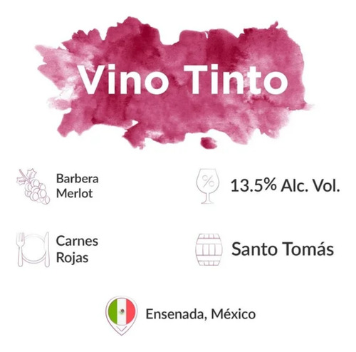Vino Tinto Santo Tomás Tinta México Barbera Merlot 750 Ml
