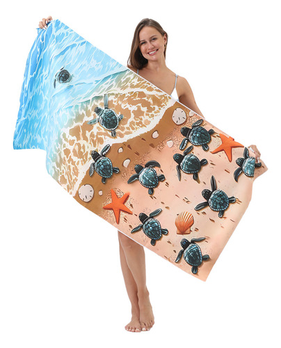 Toalla De Playa Con Forma De Tortuga De Microfibra