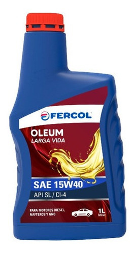 Imagen 1 de 5 de Aceite Fercol Oleum Mineral Larga Vida 15w-40 1lt