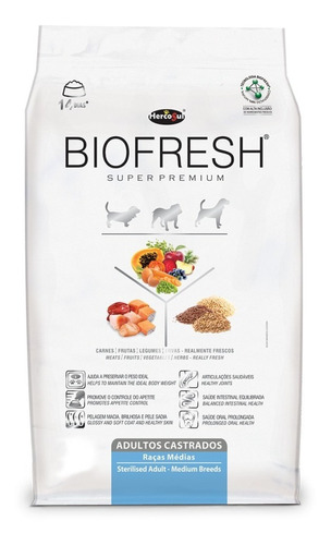 Ração Biofresh Cães Castrados Raças Médias 12 Kg