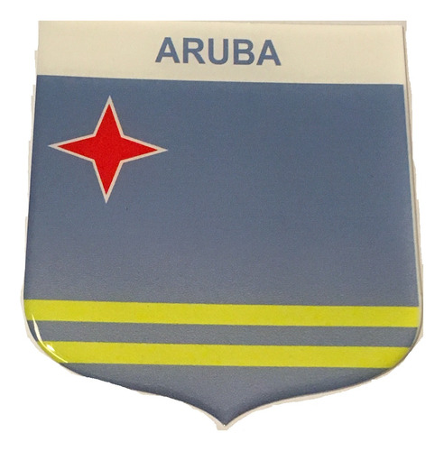 Adesivo Resinado Em Escudo Da Bandeira De Aruba