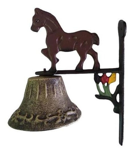 Figura Decorativa Campana Diseño Caballo Café/dco.