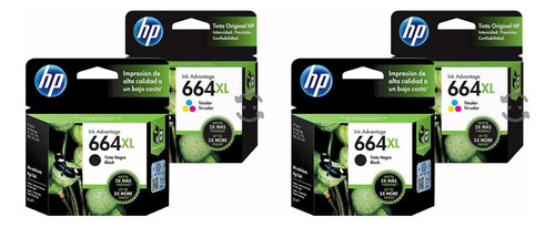 Combo Hp De Cartuchos De Tinta 664xl,2xnegro+2xtri-color