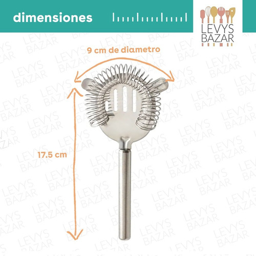 Imagen 4 de 9 de Colador Cocteleria Oruga Acero Inoxidable Barman Tragos
