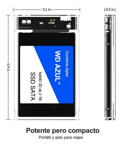 Imagen 6 de 8 de Gabinete Carcasa Disco Duro 2.5 Usb 3.0 Sata Funda Externa