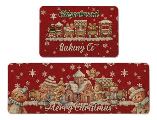 Juego De 2 Tapetes De Cocina De Navidad, Diseño De Pan De Je