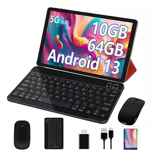 Tablet Goodtel Android 13 G2 10.1" Tableta Roja 10GB RAM 64GB ROM Octa core WIFI 2.4G 5G Bluetooth 5.0 Con Funda Teclado Y Ratón Rojo