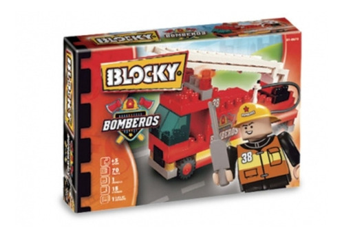 Blocky Bomberos 1 Con 70 Piezas 1 Muñeco Orig Mundo Manias