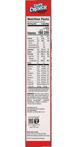Cap'n Crunch Sweetened Corn & Oat Cereal 360g 4cajas