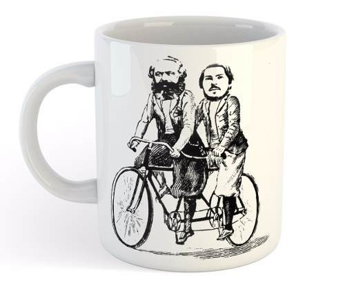 Taza De Ceramica Marx Y Engels En Bicicleta Comunismo