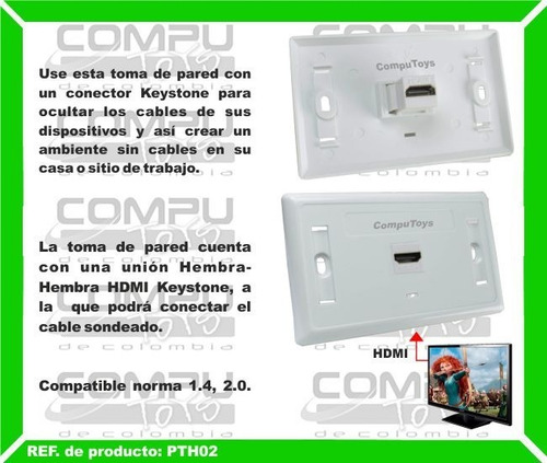 Imagen 3 de 6 de Faceplate 1 Puerto Hd Ref: Pth02 Computoys Sas