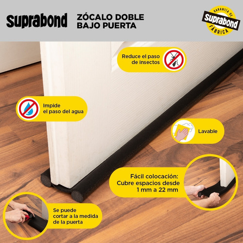 Zócalo Burlete Suprabond Doble Bajo Puerta 95cm - Negro