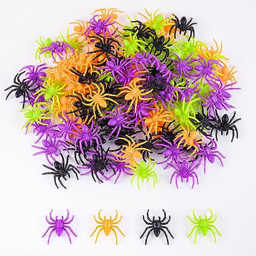 120 Pieces Realistic Halloween Plastic Spiders 4 Colors...