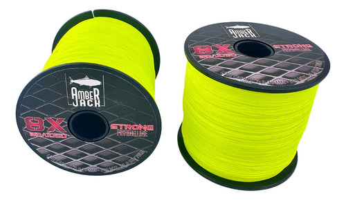 Multifilamento Amberjack 8x Bobina 500 Mts Todas Las Medidas Color Amarillo 0.37 mm - Resistencia 31.8 kg - 70 lbs