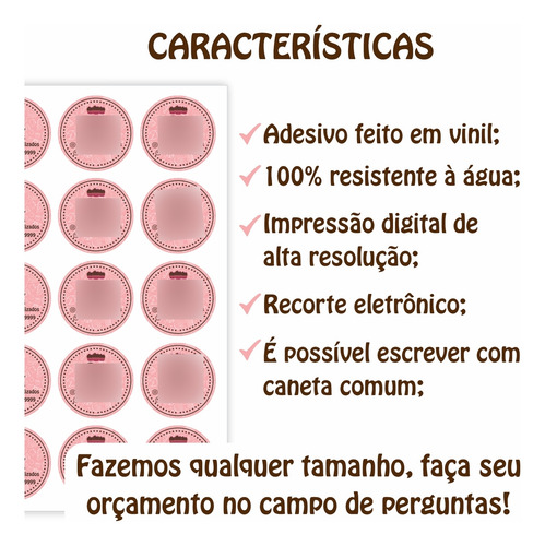 6000 Adesivos Personalizados 4x4cm Não Rasga - 12 Modelos