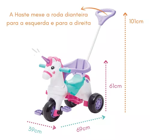 Motoquinha Infantil Triciclo Bebê 1 Ano C/ Proteção E Haste