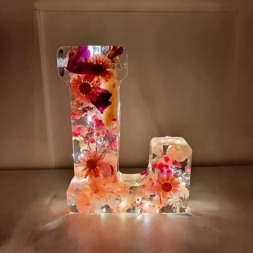 Luz Nocturna Con Forma De Flor, Letra De Flor, Resina, Regal