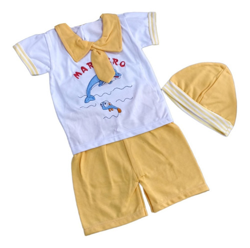 Conjunto Algodón Polera Y Short Marinero / 18-24 Meses