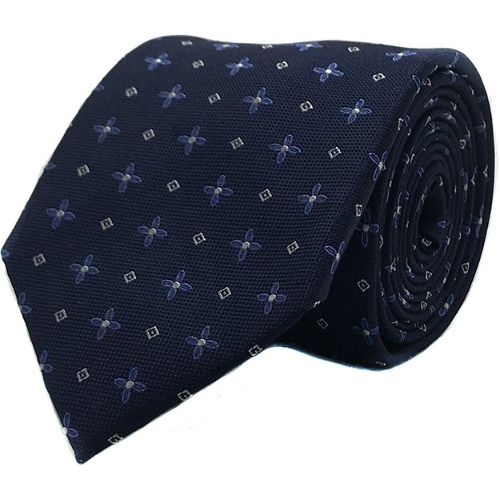 Corbata Seda Diseño Flor Azul 8cm 984