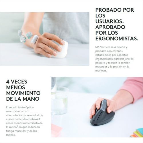 Mouse Ergonómico Avanzado Logitech Mx Vertical, Recargable