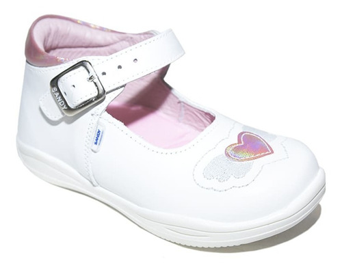 Zapato Niña Sandy 4771 Piel Blanco Con Arco 12 Al 14- L4771-