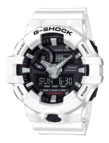 Reloj Casio G-shock Ga7007acr Hombre Original Time Square Color De La Correa Blanco Color Del Bisel Blanco Color Del Fondo Negro
