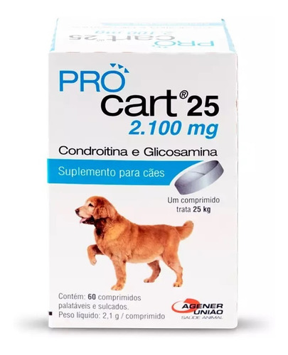 Imagem 1 de 5 de Pro Cart 25 Condroitina E Glicosamina 60 Comp Cães Procart