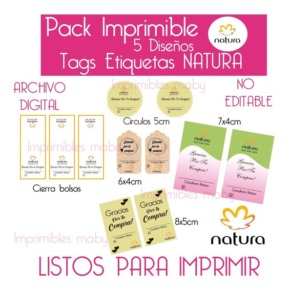 Tags Etiquetas Natura Imprimibles | MercadoLibre