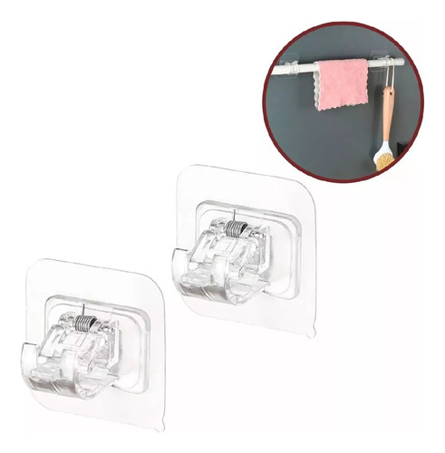 Pack X2 Ganchos Autoadhesivos Para Barra De Cortina