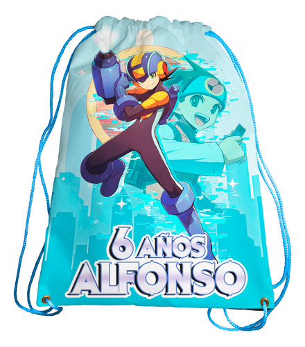 Morralitos Recuerdos Fiesta Cumple Megaman Personalizado 65u