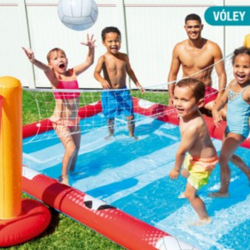 Alberca Inflable Para Niños Juegos Voli, Fut Y Béisbol 3 M
