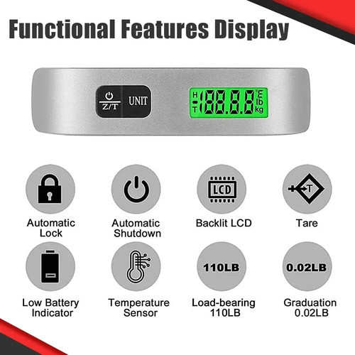 Q Báscula Electrónica Portátil 110 Lb/50 Kg Con Pantalla Lcd