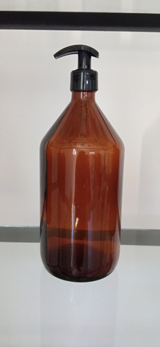 Botell Vidrio Ambar 1000ml C/cremera Negra ( Pack X 3)
